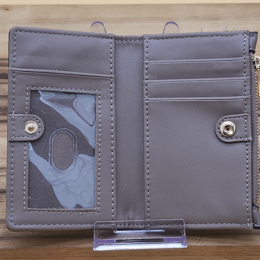 Gray Leather Card Holder, Like New - Picture 2 of 3